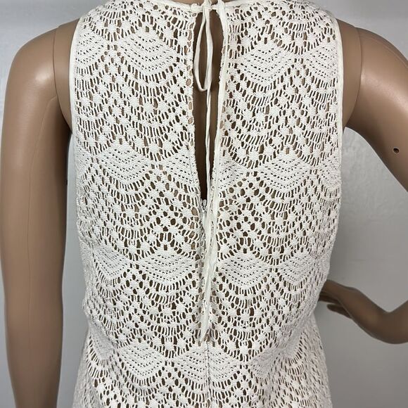 ❤️Last Chance LOFT Sleeveless Crochet Tie Back Shift Dress Size 0 - Picture 4 of 8